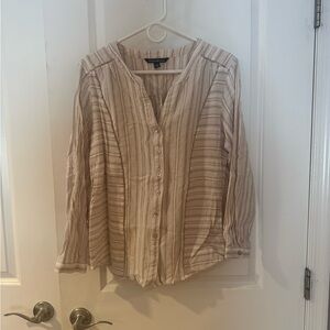 Zac & Rachel Beige Striped Button-Down Shirt